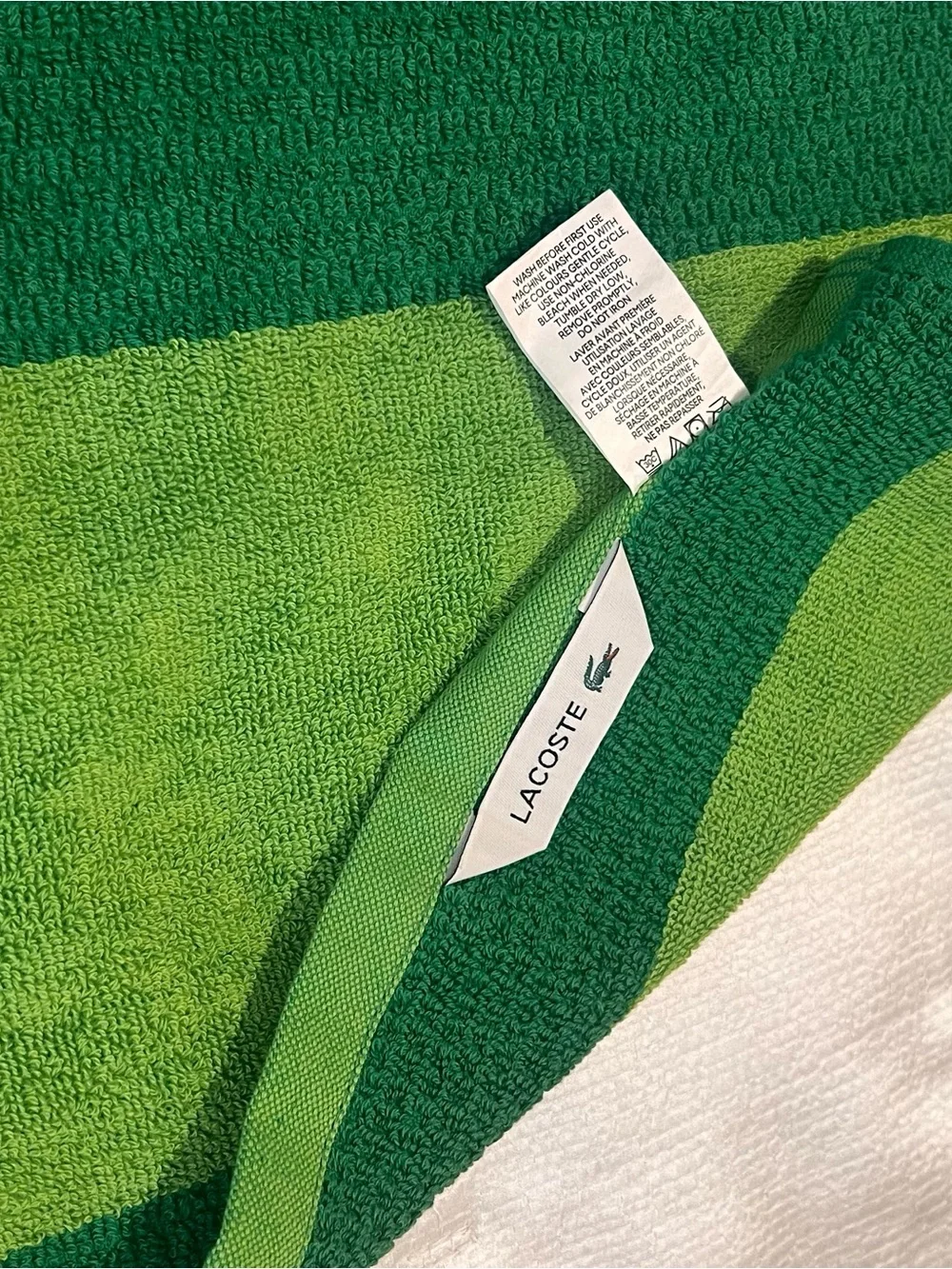 Lacoste Green Striped Cotton Beach Towel